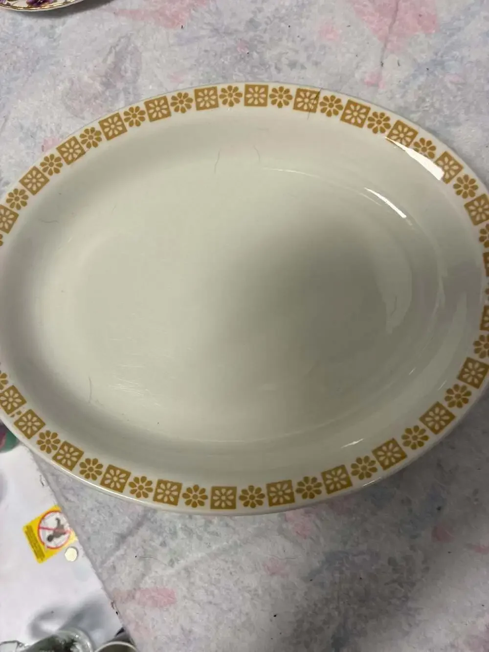 Vintage Shenango China Oval Serving Platter Yellow Daisy Pattern